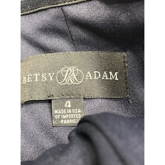 Betsy & Adam Ruffle Cascade Strapless Fit Flare Navy Prom Evening Gown Dress 4 - Picture 15 of 16